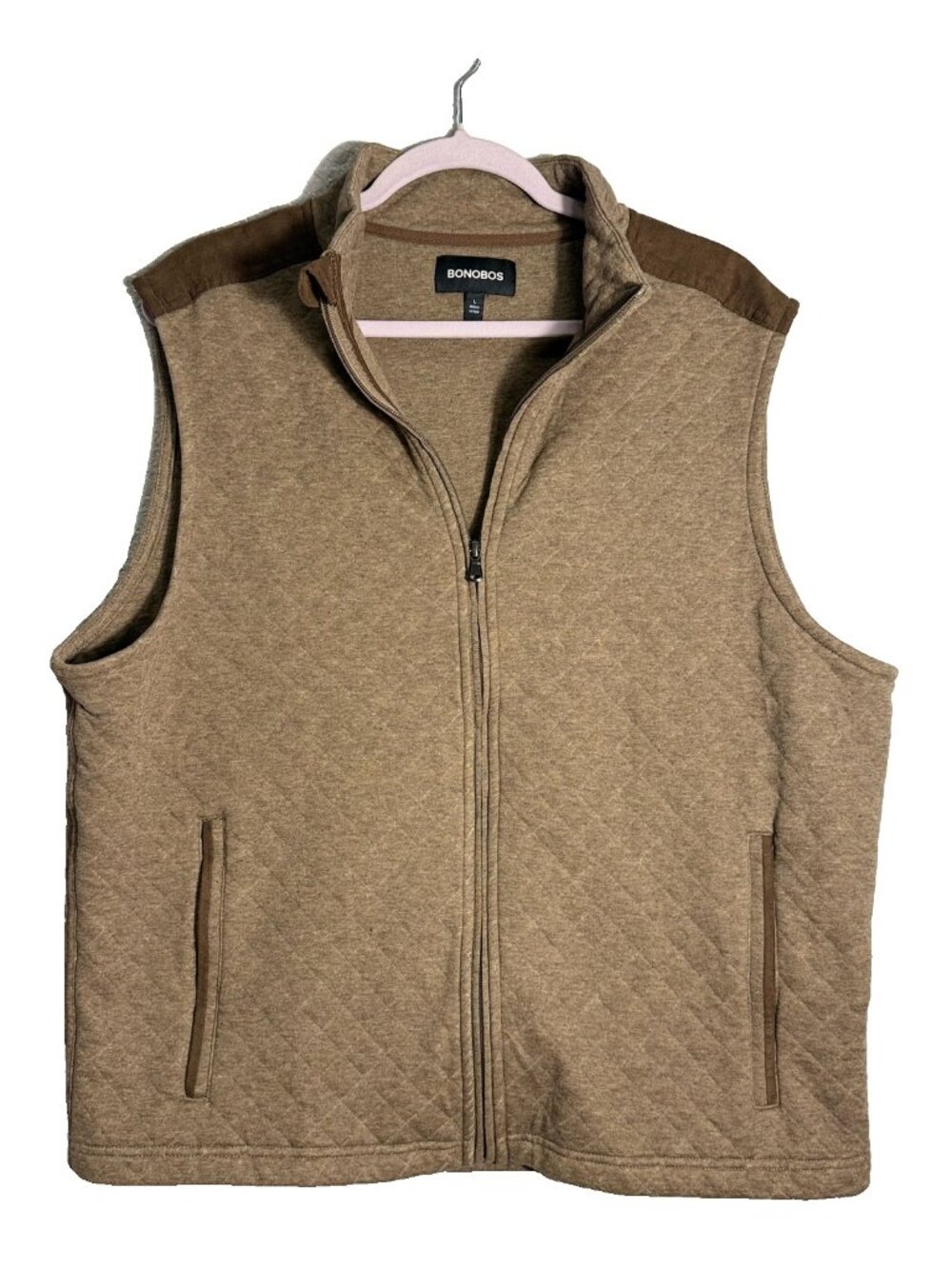 Bonobos Midtown Quilted Vest Tan/Brown Men's L NWOT